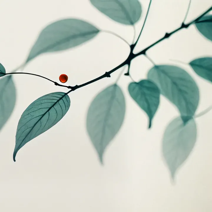 青綠枝葉間的一點朱紅